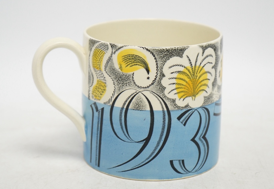 Eric Ravilious for Wedgwood, a commemorative mug, 1937 coronation of George VI, 10cm high. Condition - good